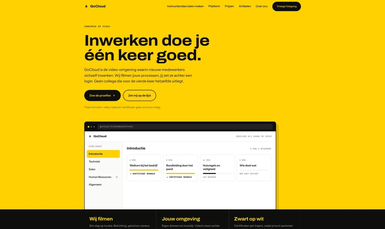 Screenshot of the GoCloud website