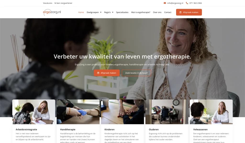 Screenshot of the ErgoZorg website