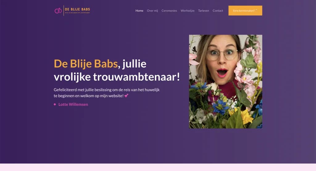 Screenshot of the De Blije Babs website