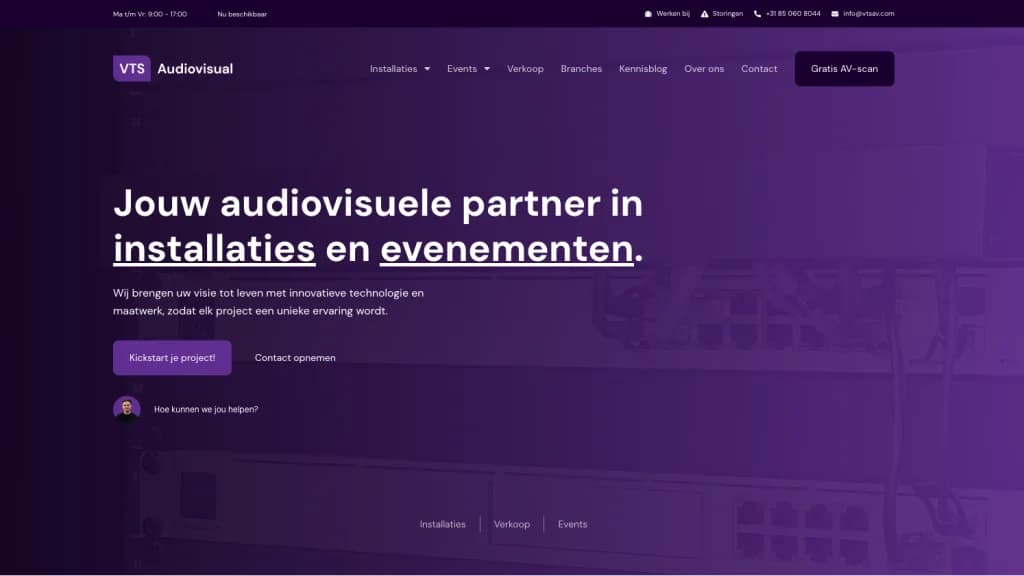 Screenshot of the VTS Audiovisual website